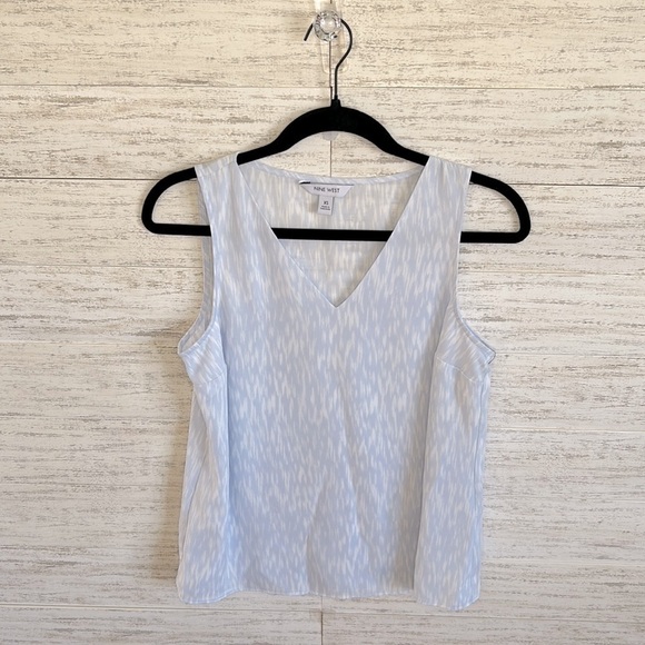 NINE WEST BLU/WHITE TANK BLOUSE - Picture 1 of 5